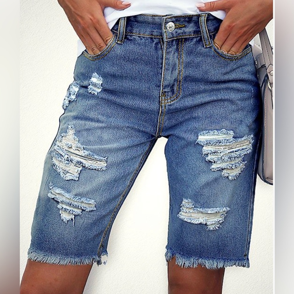 Bermuda denim distressed shorts xl